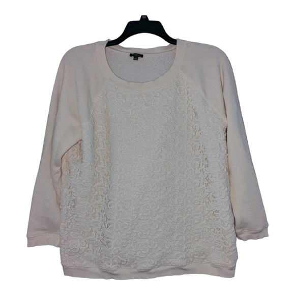 TALBOT'S cream/off white sweatshirt with lace overlay - Picture 1 of 4